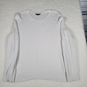 Eileen Fisher White Tencel Lyocell Blend Textured Knit Crewneck Sweater Large